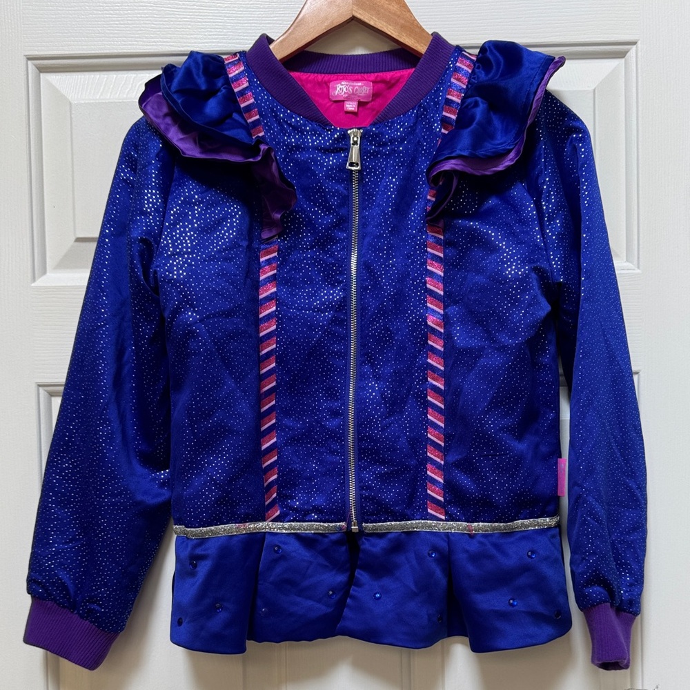 Jo Jo’s closet zip up embellished jacket Blue/pink/purple. XL14/16